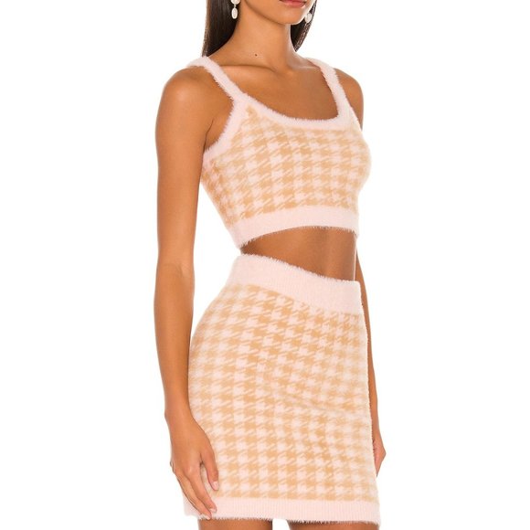 For Love And Lemons Dresses & Skirts - NWT FOR LOVE & LEMONS 2PC TOP & SKIRT SET IN LT. PINK HOUNDS TOOTH 1X